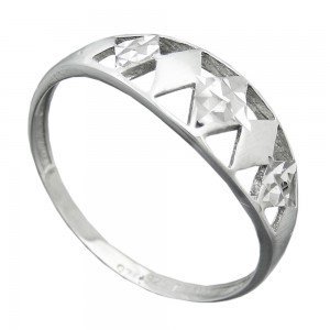 Ring Muster ausgestanzt matt-glänzend diamantiert rhodiniert 925 Silber Größe 60