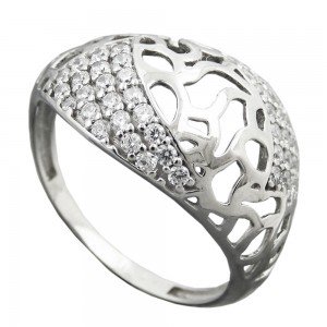 Ring mit vielen Zirkonias glänzend 925 Silber Größe 57