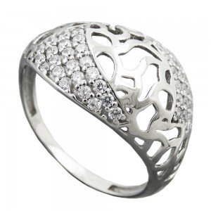 Ring mit Zirkonias 9mm 925 Silber Größe 59cm
