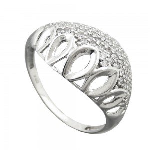 Ring mit vielen Zirkonias glänzend rhodiniert 925 Silber Größe 55