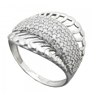 Ring mit vielen Zirkonias glänzend rhodiniert 925 Silber Größe 57