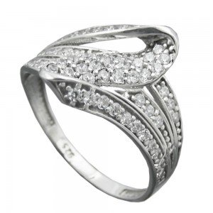 Ring mit vielen Zirkonias glänzend rhodiniert 925 Silber Größe 58