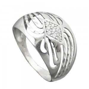 Ring mit Zirkonias 13mm 925 Silber Größe 60