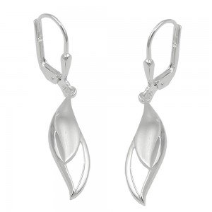 Ohrringe Hänger Brisur Tropfen matt-glänzend 925 Silber