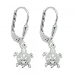 Ohrringe Hänger Brisur Schildkröte Zirkonias glänzend 925 Silber