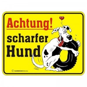 geprägtes Blechschild - scharfer Hund
