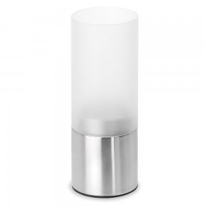 Teelichthalter FARO Edelstahl matt satiniertes Glas