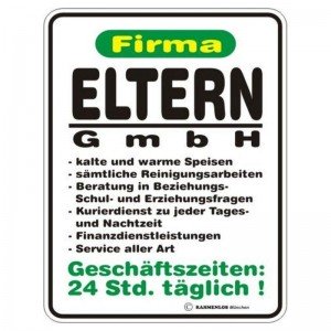 geprägtes Blechschild - Firma Eltern GmbH