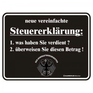 geprägtes Blechschild - Steuererklärung