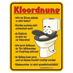 geprägtes Blechschild - Klo Ordnung