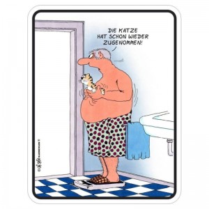 geprägtes Blechschild - Uli Stein - Katze zugenommen