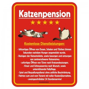 geprägtes Blechschild - Katzen Pension