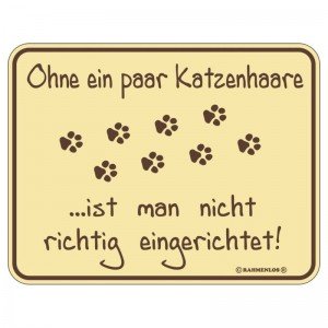geprägtes Blechschild - Ohne ein paar Katzen Haare
