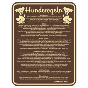 geprägtes Blechschild - Hunderegeln