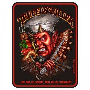 geprägtes Blechschild Teufelsgriller