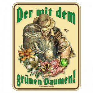 geprägtes Blechschild - Grüner Daumen