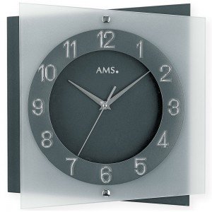 Wanduhr Quarz analog anthrazit grau leise ohne Ticken mit Glas