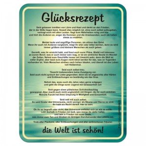 geprägtes Blechschild - Glücksrezept