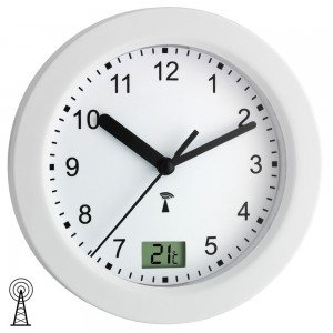 Funk-Badezimmeruhr Kunststoff mit Temperaturanzeige 4 große Saugnäpfe