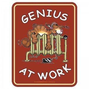 geprägtes Blechschild Genius at work