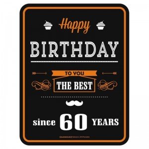 geprägtes Blechschild - Happy Birthday since 60 years