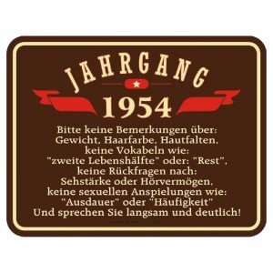 geprägtes Blechschild Jahrgang 1954