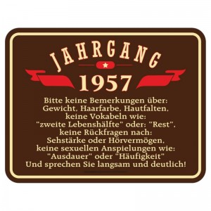 geprägtes Blechschild - Jahrgang 57