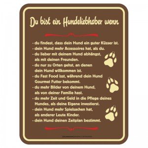 geprägtes Blechschild - Hundeliebhaber