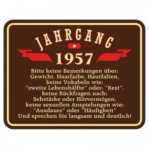 geprägtes Blechschild - Jahrgang 57