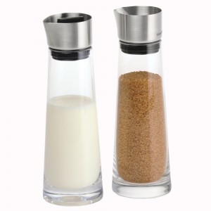 Zucker-Sahne-Set SENCHA Glas mit Edelstahl matt kombiniert