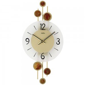Wanduhr Quarz analog golden modern mit Glas und Metall