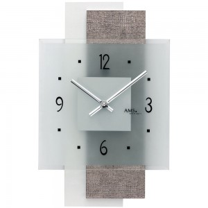 Wanduhr Quarz analog modern mit Glas und Kunstleder
