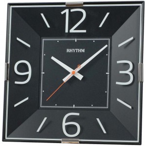 Wanduhr Quarz analog schwarz eckig mit Glas