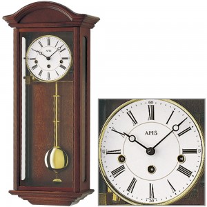 Regulator mit Pendel Holz nussbaum farben Pendeluhr Mineralglas