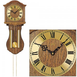 Wanduhr Heimuhr mit Pendel mechanisch Holz Eiche Pendeluhr