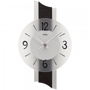 Wanduhr Quarz analog modern mit Schiefer und Glas Schieferuhr