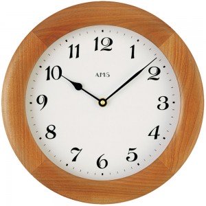 Wanduhr Quarz analog rund Holz kirschbaum farben