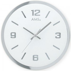 Wanduhr Quarz analog silbern rund leise ohne Ticken aus Glas