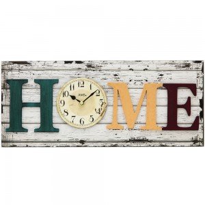 Wanduhr HOME Quarz analog eckig vintage antik retro shabby