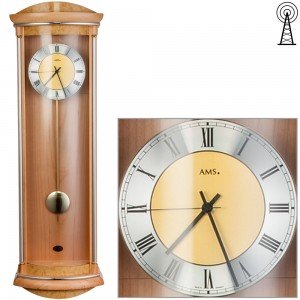Funkwanduhr analog mit Pendel Holz Erle Pendeluhr
