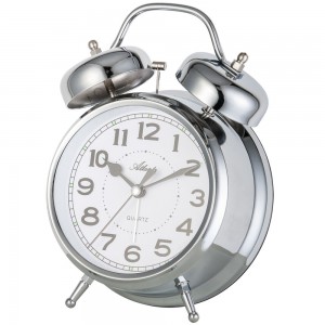 Wecker Quarz analog Glockenwecker Doppelglockenwecker silbern