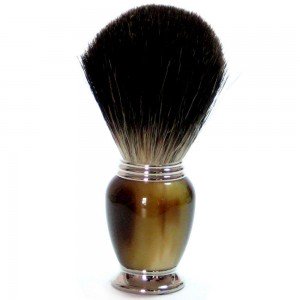 Golddachs Rasierpinsel mit Dachshaar, brauner Galalithgriff