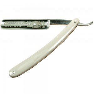 Golddachs Rasiermesser traditionell, Schalen aus weißem Kunststoff