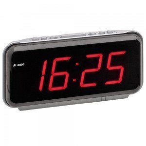 Wecker Netzwecker digital silbern rot mit Snooze Digitalwecker