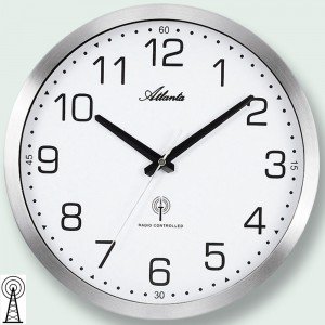 Funkwanduhr analog silbern matt mattiert