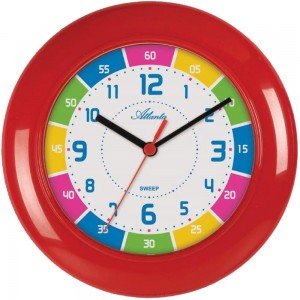 Wanduhr für Kinder rot bunt leise Kinderwanduhr ohne Ticken