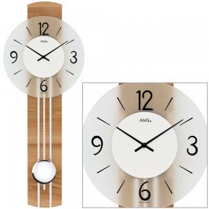 Wanduhr Quarz mit Pendel Holz kernbuche furniert Pendeluhr