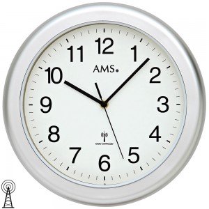 Wanduhr Badezimmeruhr Funk Funkwanduhr silbern rund wasserdicht