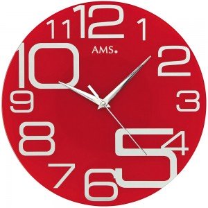 Wanduhr Quarz analog rot rund modern leise ohne Ticken