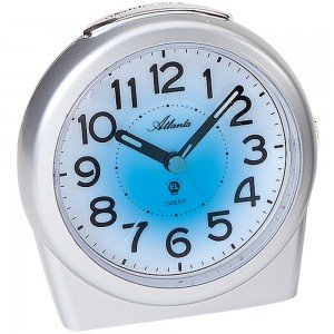 Wecker Quarz analog silbern leise ohne Ticken mit Licht Snooze LED